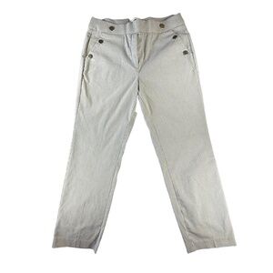 Jules & Leopold pants Womens Large Grey Pinstripe Stretch Side Button detail